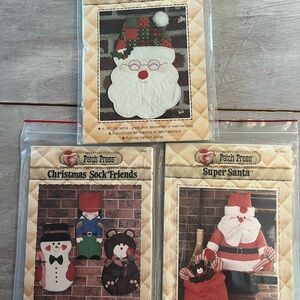 Lot of 3-Vintage Patch Press Holiday Sewing Patterns New and uncut